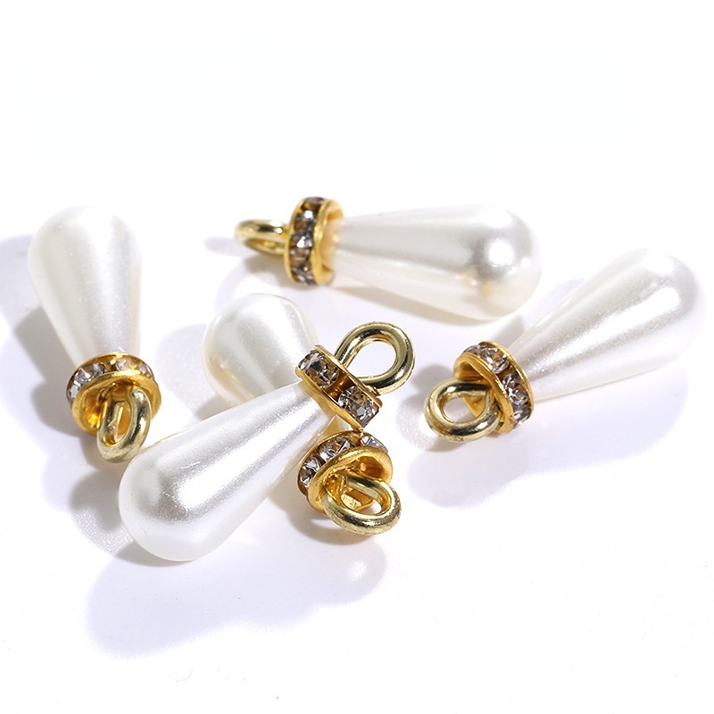 Set 10 Mặt Dây Chuyền Ngọc Trai Hình Giọt Nước Chất Liệu ABS