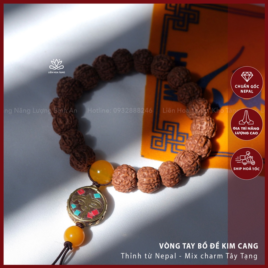 Vòng tay Bồ Đề Kim Cang từ Nepal mix charm Tây Tạng - Thiết kế riêng của Liên Hoa Tạng
