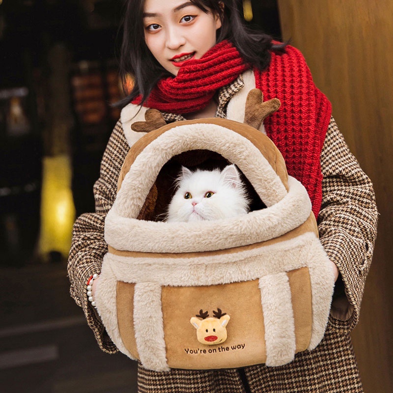 Balo,Túi, Địu Chó Mèo Lông Cừu Thu Đông Siêu Cute, Cực Ấm Áp, Thoải Mái Và Tiện Lợi