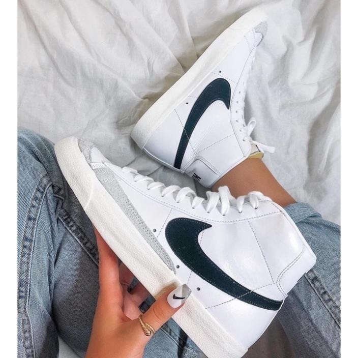 🍁 Giày Sneaker Nike Blazer Đen Trắng Cổ cao Nam Nữ, Giày Thể Thao Nike Blazer low 77 Vintage White Black Full Bill Box