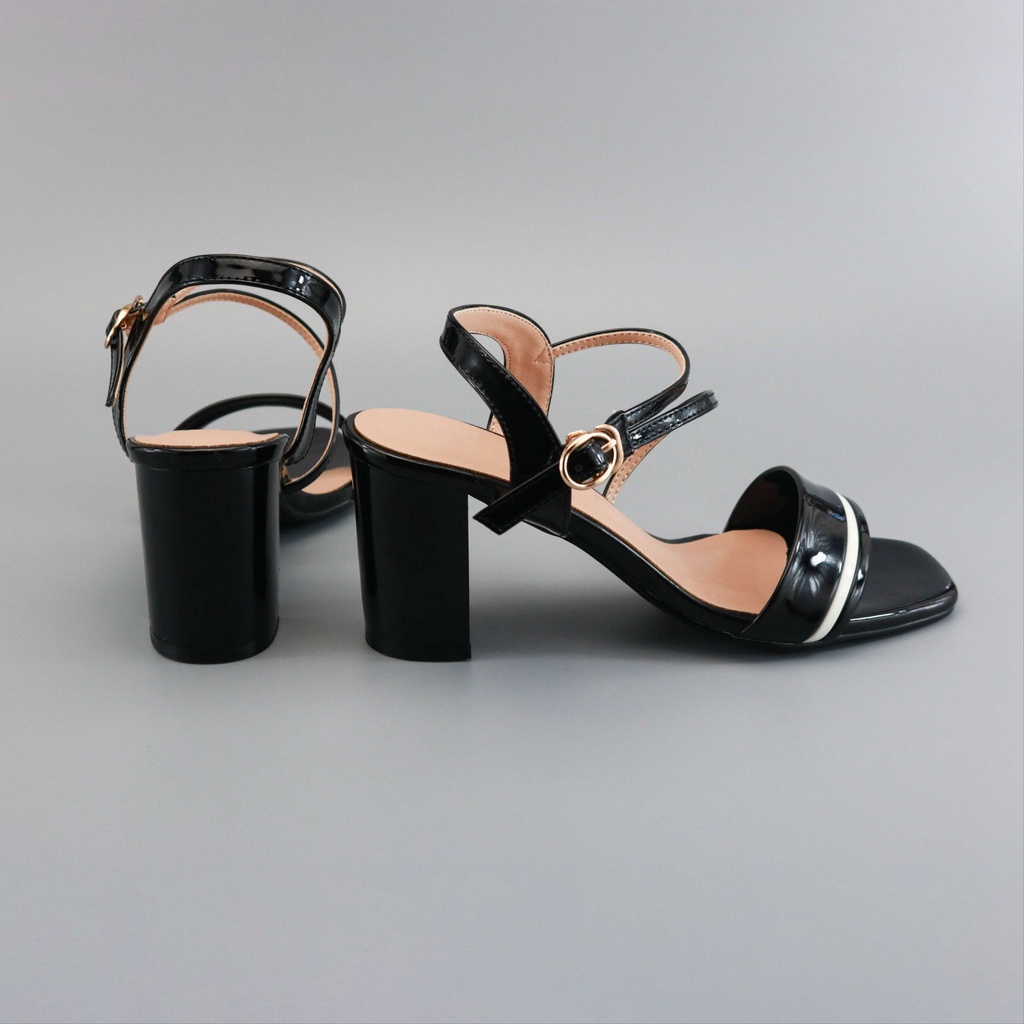 Giày sandal nữ cao cấp TLY, sandal 6,5p viền đen PU TLYSD09, da thật, sản phẩm được bảo hành.