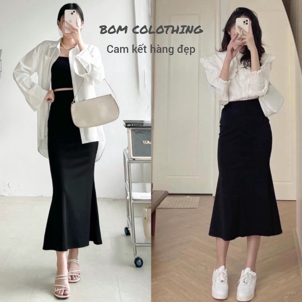 Chân Váy Đuôi Cá Dáng Dài Chất Thun Bozip Cao Cấp Co Giãn Bốn Chiều