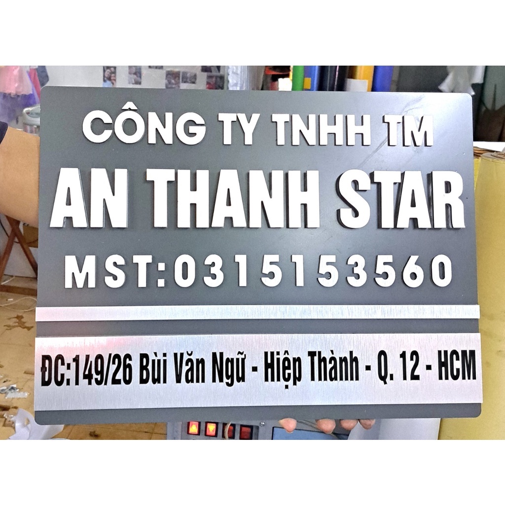 Bảng công ty chất liệu ngoài trời, thiết kế theo yêu cầu, 20x30cm, 30x40cm, 25x35cm