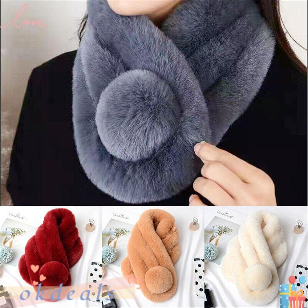 Khăn Choàng Giả Lông Thú Dày Dặn Ấm Áp Thoải Mái Chống Gió Thời Trang
