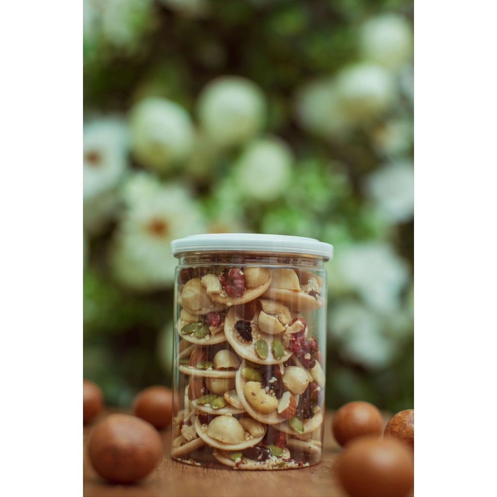Bánh đồng tiền mix hạt dinh dưỡng Mai Thao hũ 200g, đồ ăn vặt healthy, hỗ trợ giảm cân