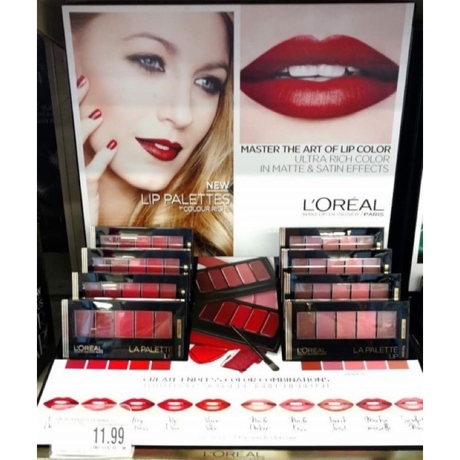 SALEVO -bảng son môi L'oreal 5 màu Trầy mặt