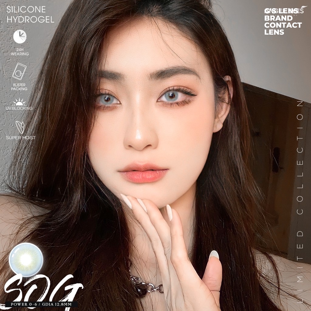 Lens mắt xám xanh tây sáng SOG 13.3 không giãn XS có 0-6 độ lệch độ dành cho mắt nhạy cảm Silicone Hydrogel Angle Eyesmm
