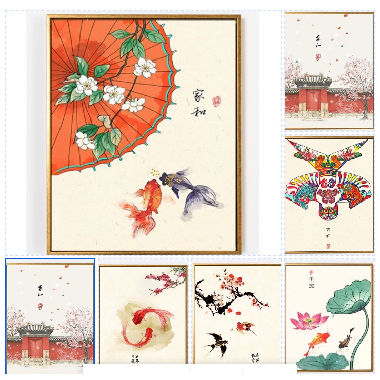 vinci tranh tô màu theo số/giấy trang trí phòng/trang trí tập/Bức tranh sơn dầu thủ công/Trang trí phòng/Hoa phòng khách hoa/phong cách/Trung Quốc/tranh sơn dầu số hoá/Bức tranh tường tường/Khuôn khổ/Trang trí nhà