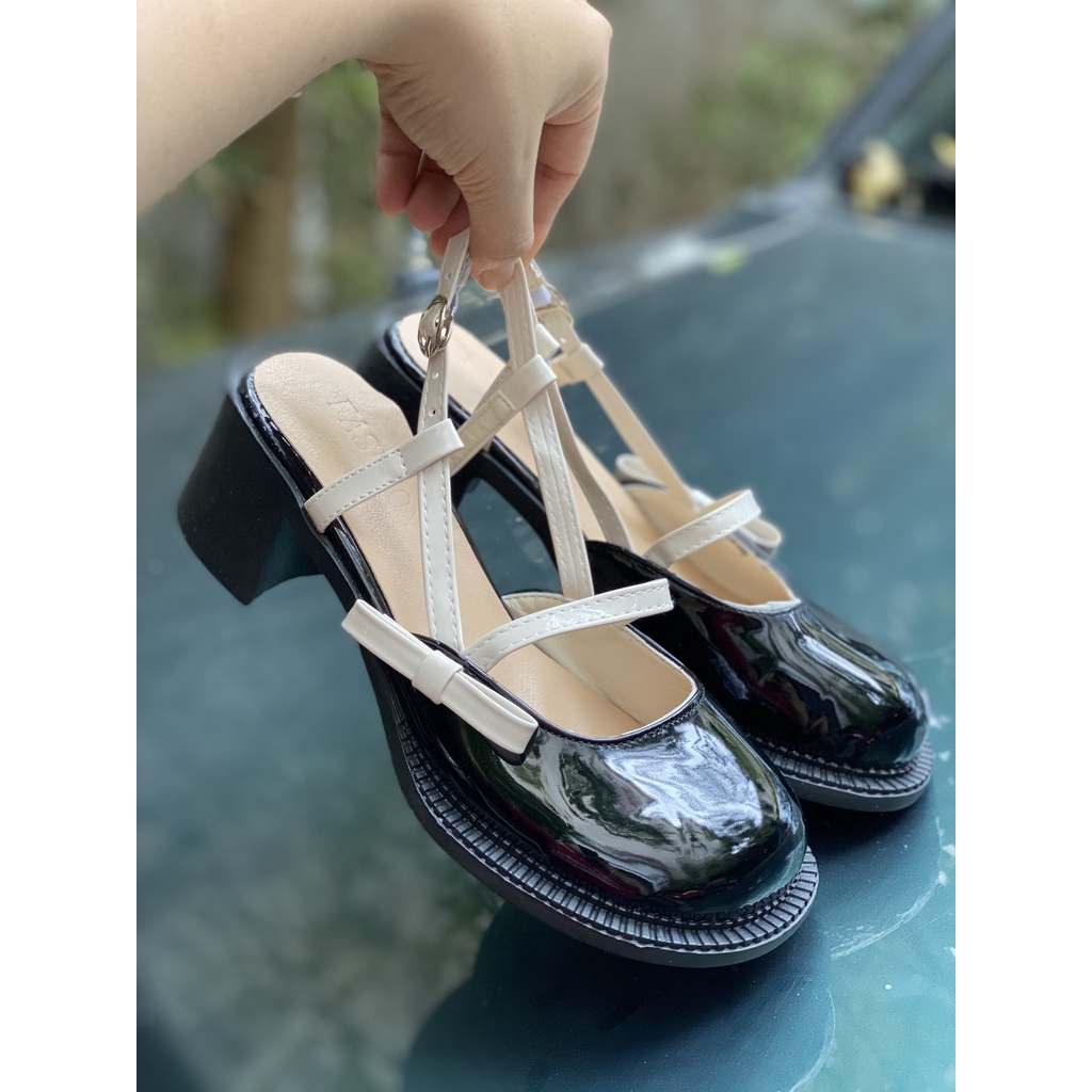 Giày ulzzang mũi tròn đính nơ MÃ 6608