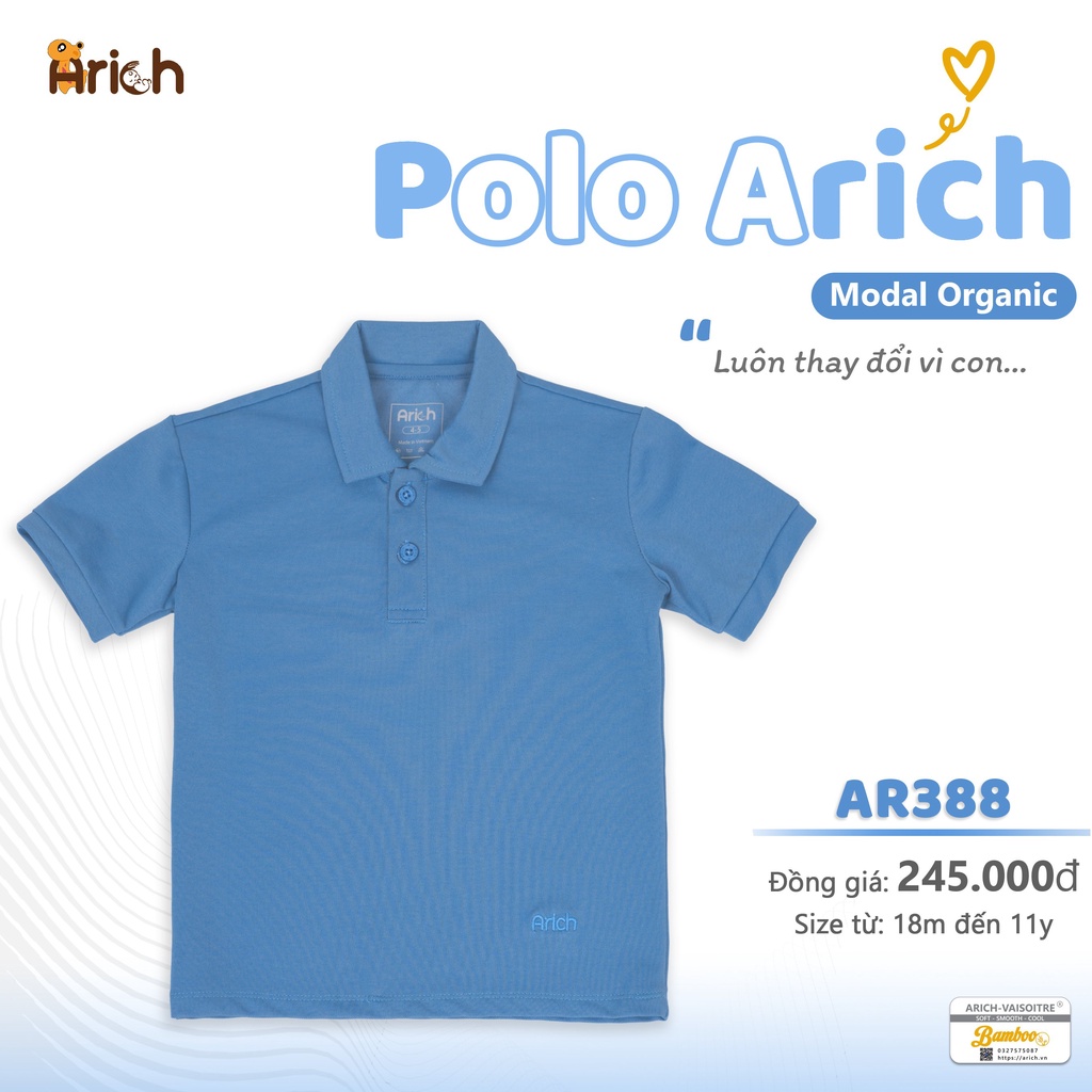 Áo Polo modal Arich cho Bé 11kg đến 35kg