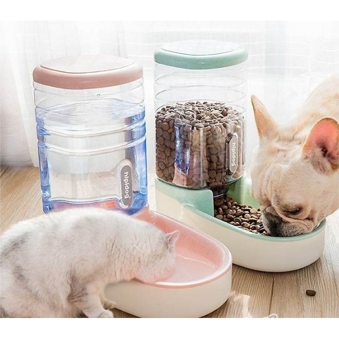 Khay Thức Ăn, Nước Uống Tự Động Cho Chó Mèo Dung Tích 3,8L - Bình Đựng Thức Ăn Tự Động Cho Mèo