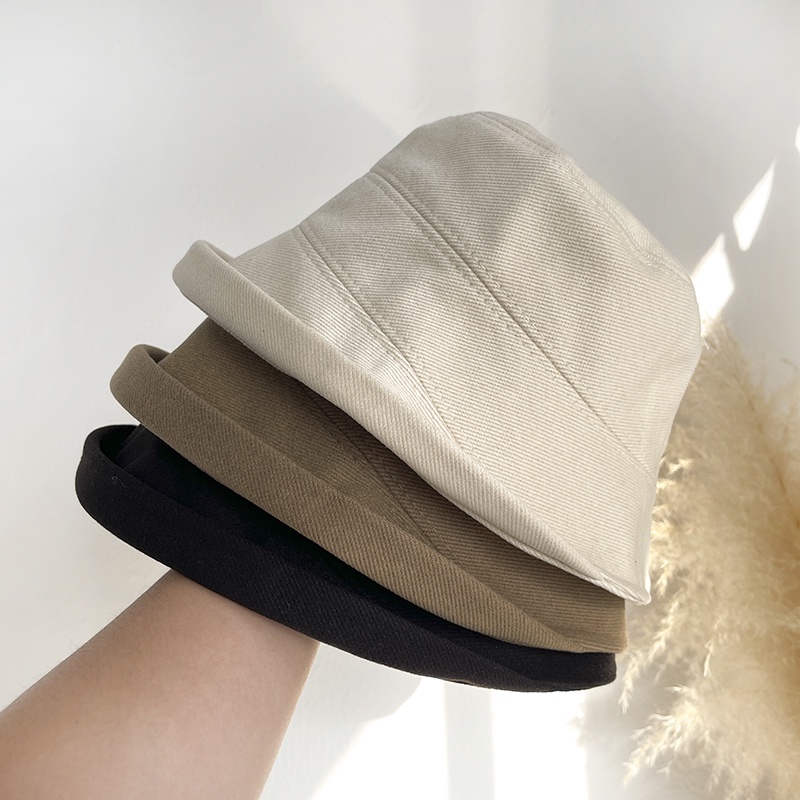 Mũ Bucket Len Dày Dặn Giữ Ấm Mùa Thu Đông Kiểu Dáng Đơn Giản Lưng Ngắn Phong Cách Hàn Quốc Cho Nữ