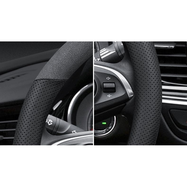 PEUGEOT LOGO steering wheel cover 308 3008 206 207 307 407 607 4008 RCZ car main driver anti-slip sweat-absorbing Alcantara material handlebar cover