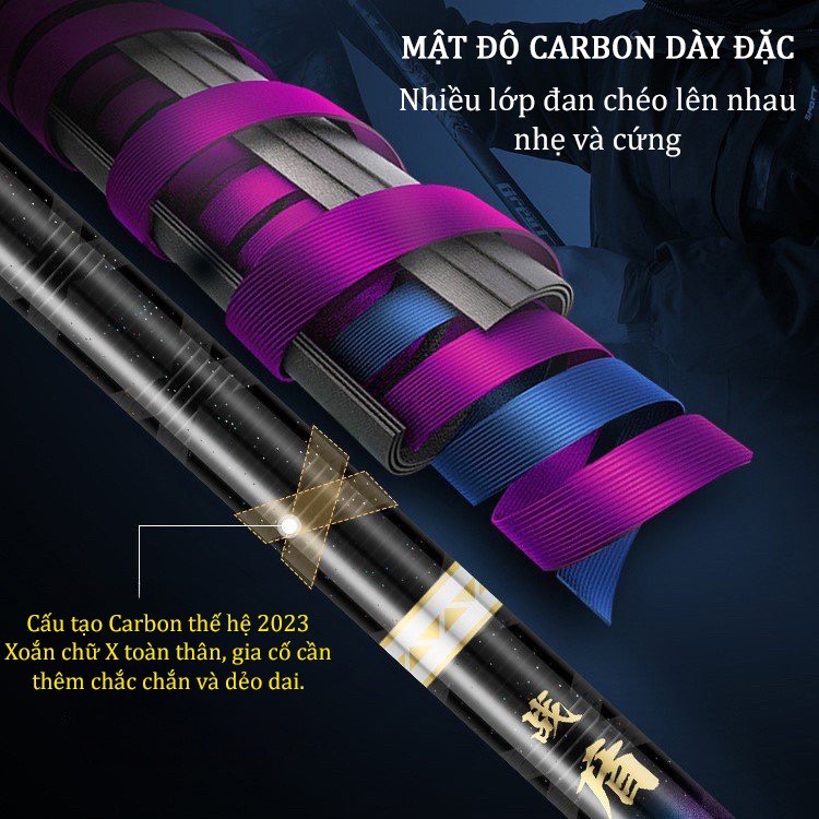 Cần Câu Đài chính hãng BiQuan Quần Long Tranh Bá , phân bổ lực 19i , tải tĩnh 5kg