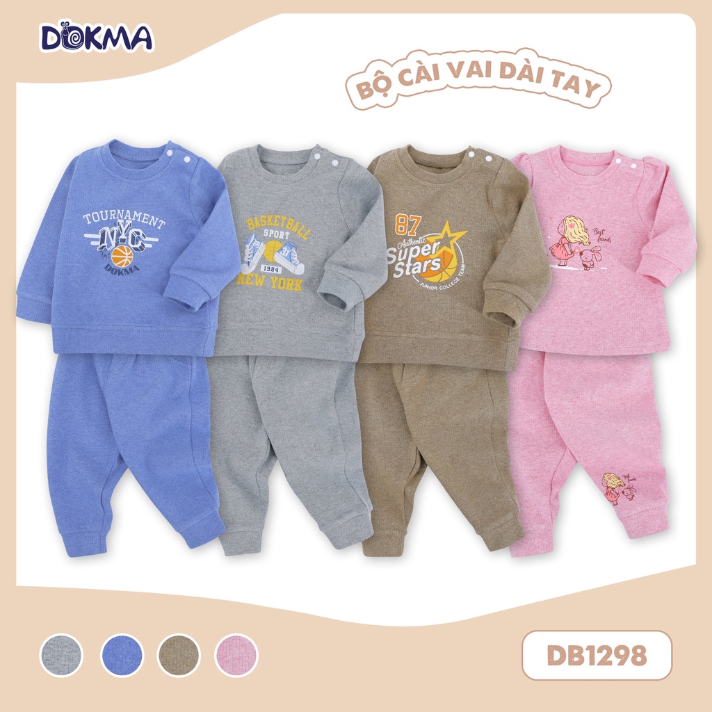 Bộ thu đông dài tay bé trai/ bé gái Dokma cotton len - nỉ dày