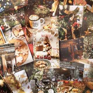 Hộp 30 bưu thiếp chủ đề giáng sinh, merry christmas postcard trang trí noel