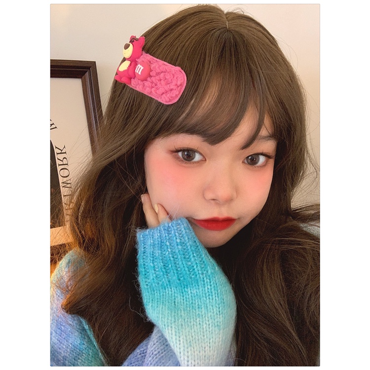 Kẹp Tóc Hình Trái Dâu / Gấu Hoạt Hình Bằng Lông Cừu Dễ Thương Xinh Xắn