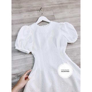 ✨BÁN SỈ✨Đầm xốp trắng ly eo tay bồng
