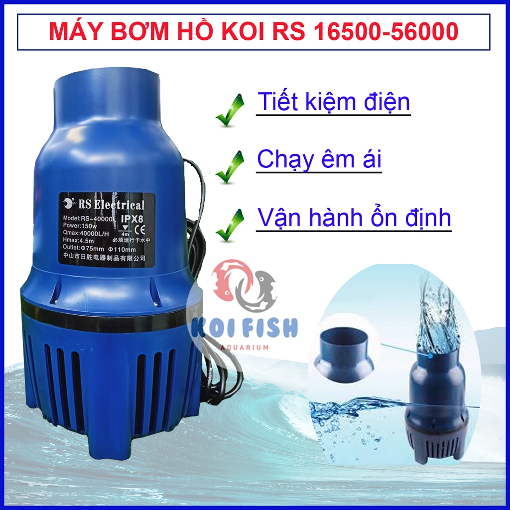 Máy bơm nước hồ cá Koi Rs 16500-56000 (máy bơm thổi luồng tiết kiệm điện, chạy êm ái, ổn định)