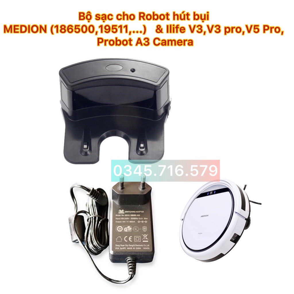 Bộ sạc cho Robot hút bụi Medion ,Ilife V3 ,V3 pro,V5 pro, Probot Camera A3
