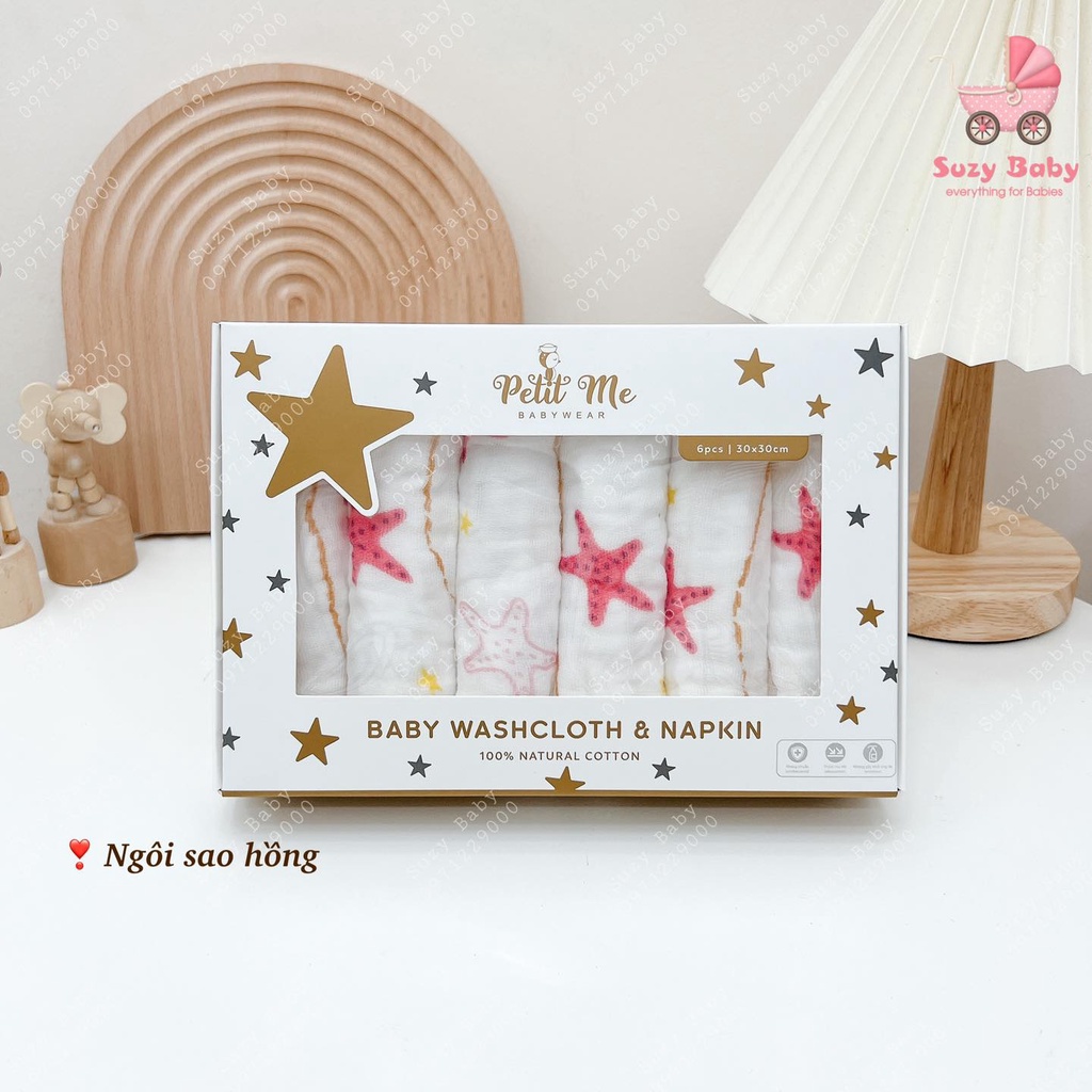 Khăn Sữa Cho Bé/ Khăn Sữa Petitme Cho Bé 100% Sợi Bông Cotton, Kháng Khuẩn Và Thấm Hút Tốt