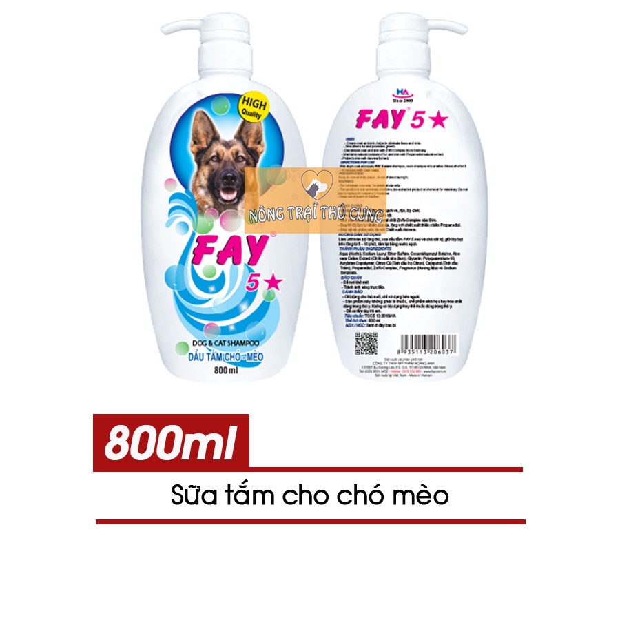 Sữa Tắm Chó Mèo FAY 5 SAO 300ml