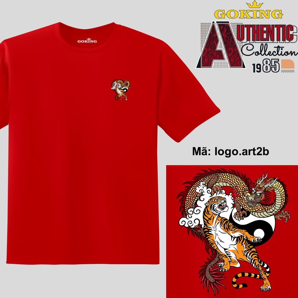 Long Hổ Tranh Đấu, mã logo-ART2B. Áo phông Goking hàng hiệu cao cấp cho nam nữ, form unisex