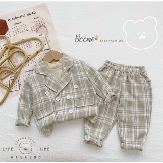 Bộ Vest bé trai Beemo, set vest cho bé 4 khuy phong cách Hàn Quốc 1 - 6 tuổi - STB42 - bebefamilyshop