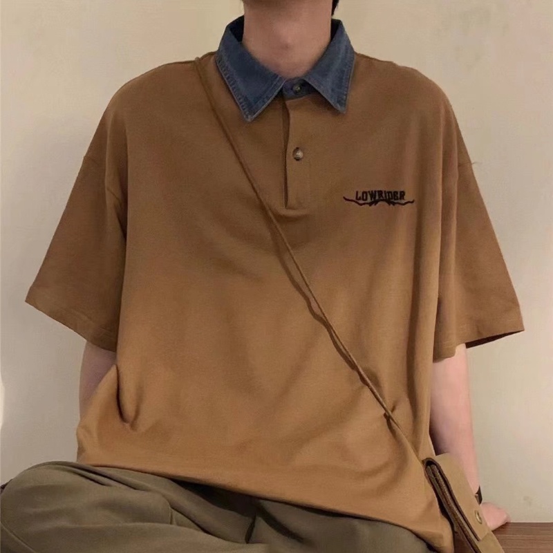 Áo polo Tay Lửng Dáng Rộng Phong Cách Hàn Quốc Thời Trang Mùa Hè Hàng Mới 2022 Dành Cho Bạn Nam Cỡ M-2XL