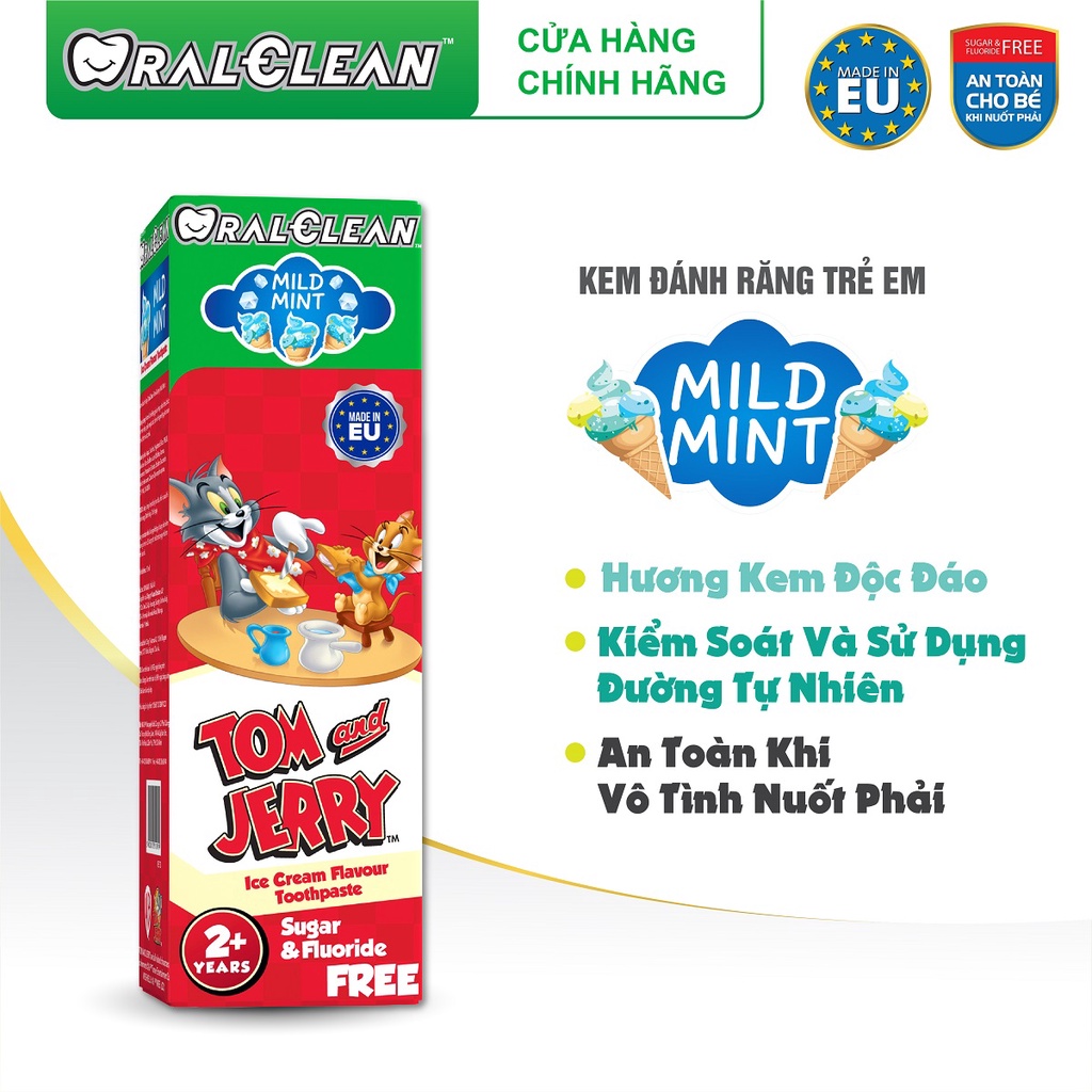 Kem đánh răng cho bé Oral Clean Tom and Jerry Mild Mint 75ml