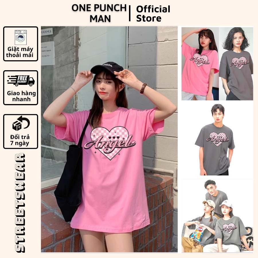 Áo thun tay lỡ OPM unisex form rộng TRÁI TIM ANGLE phong cách hiện đại phù hợp nam nữ, cặp đôi