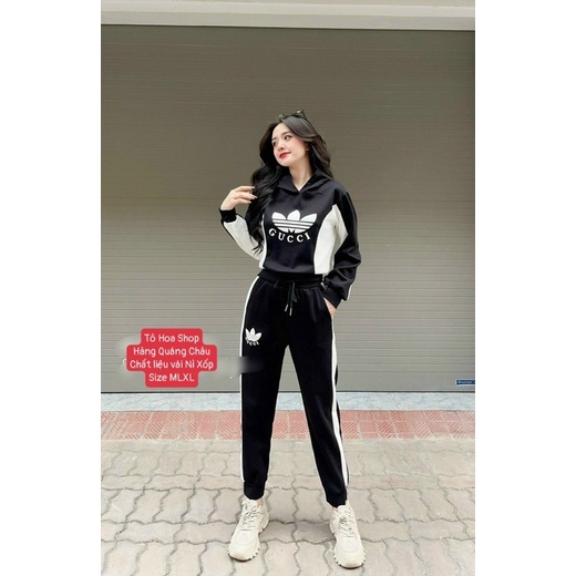 Bộ đồ nữ.sét thể thao thu đông có mũ dài tay đồ mặc nhà chất vải nỉ xốp hàng Quảng Châu cao cấp.Size MLXL,Tô Hoa shop
