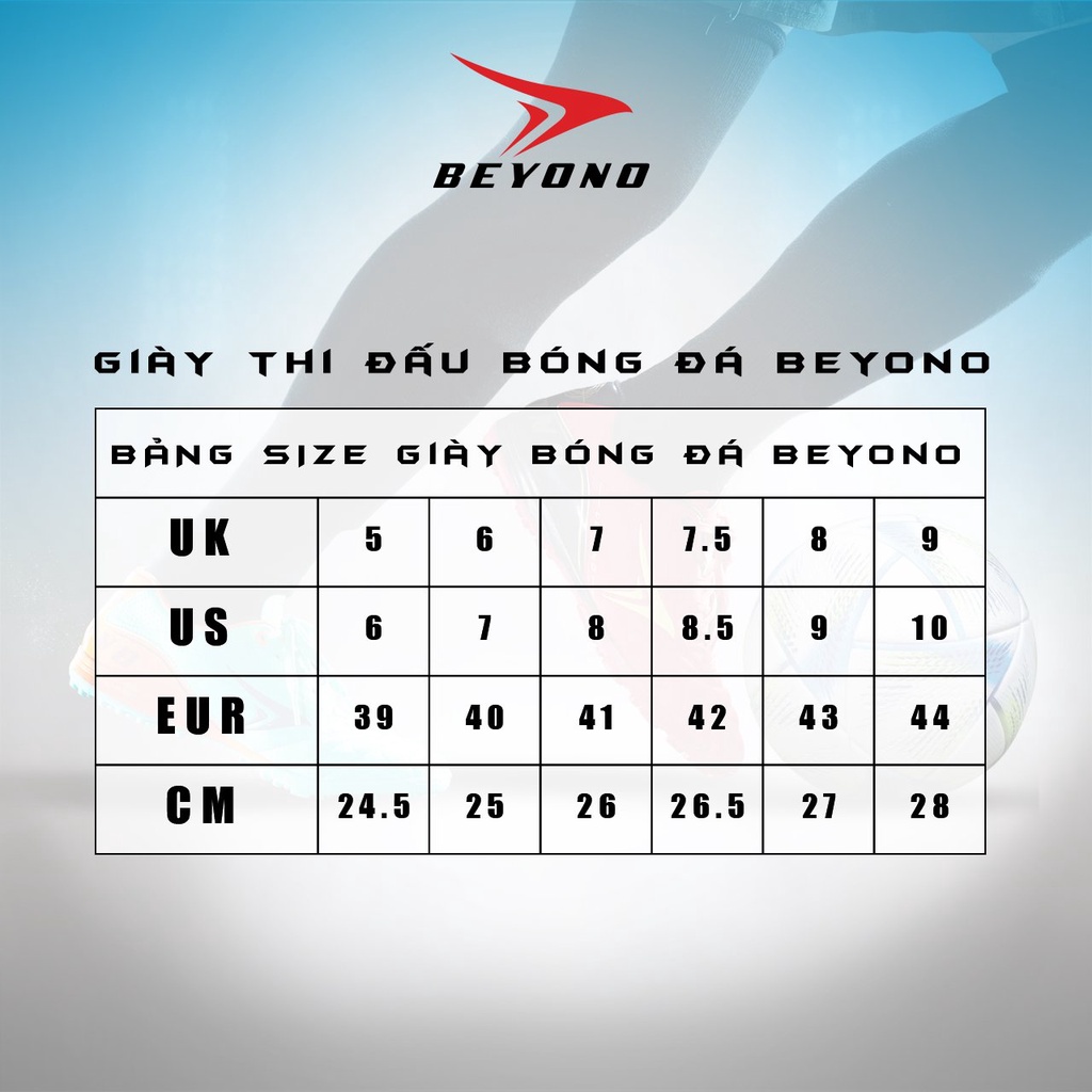 Giày bóng đá nam sân cỏ nhân tạo Beyono Legend chính hãng, form chân bè ngang, chất liệu Microfiber 1.4mm cao cấp