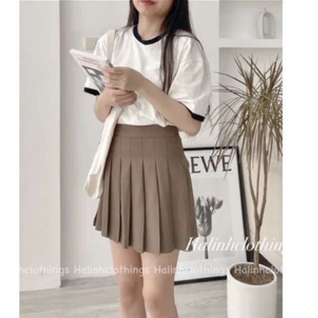 Chân Váy Tennis Xếp Ly Lưng Cao Phong Cách Hàn Quốc chất dày mịn