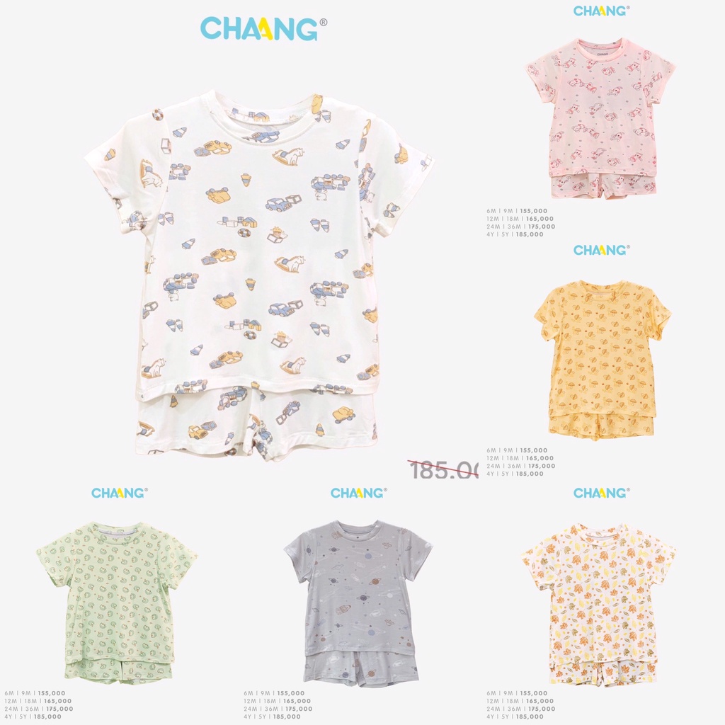 Bộ quần áo cộc tay trẻ em cotton mềm mại họa tiết Chaang