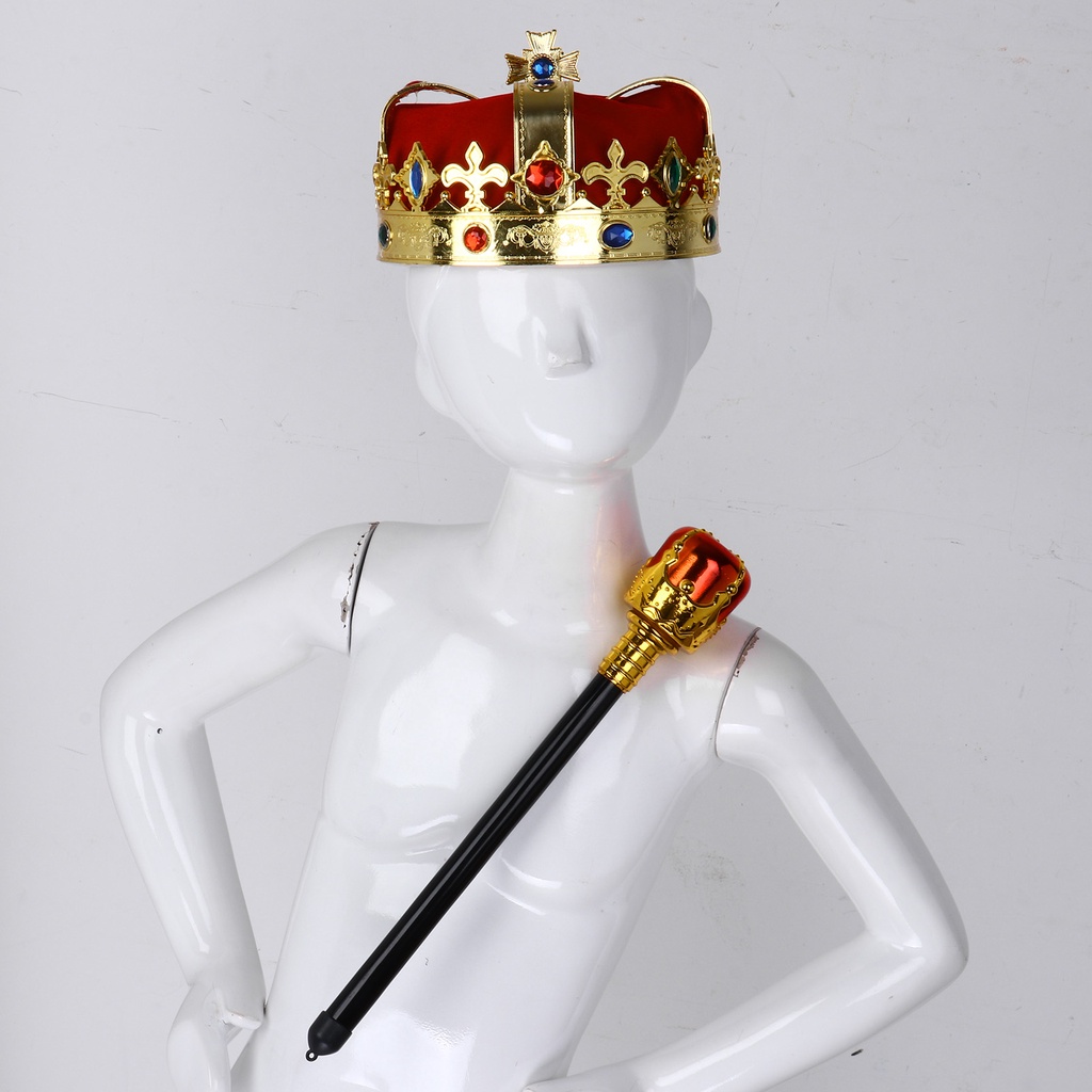 2 cái vua vương miện hoàng tử mũ scepter trang trí đạo cụ cosplay trẻ em trang phục hóa trang
