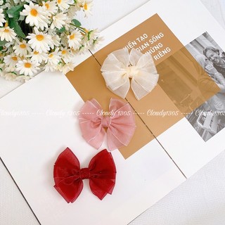 Kẹp nơ voan nhủ 5 cánh, size 12cm dễ thương