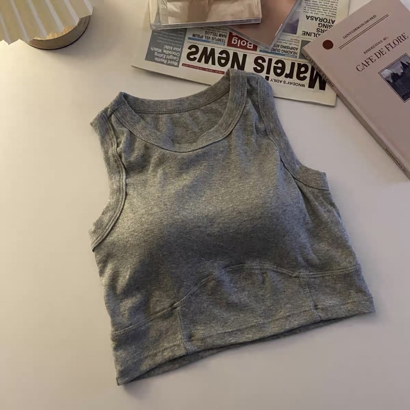 Áo Croptop Ba Lỗ Nữ Trơn Màu May Đường Cong Thiết Kế Ôm Body Cá Tính Có Co Giãn