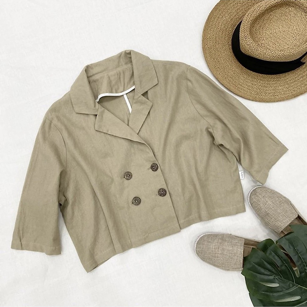 (TỔNG KHO LÂM ANH CHUYÊN SỈ) Áo Vest Blazer nữ dáng lửng tay lỡ ve chồng, chất vải Linen Premium