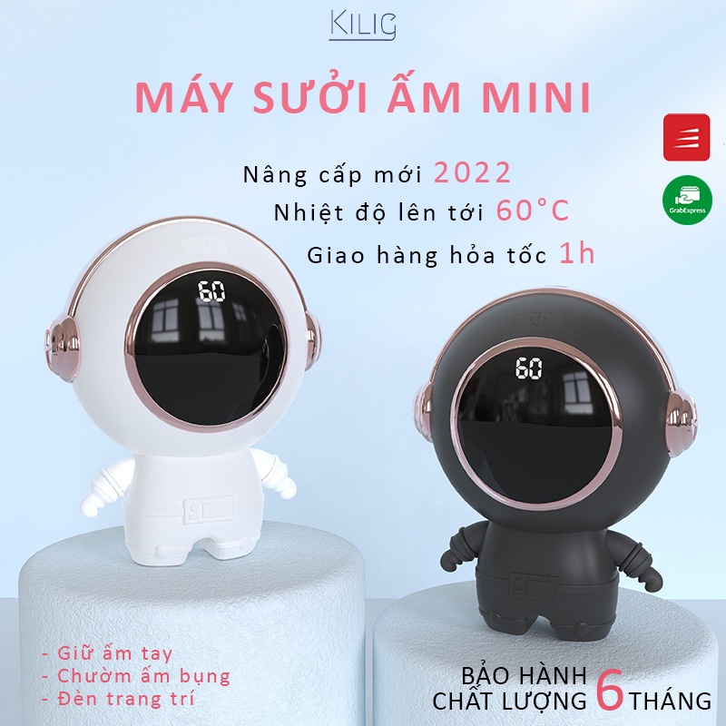 Máy sưởi ấm mini cầm tay chườm ấm bụng màn hình LED nhựa ABS siêu an toàn pin 6000mah - KILIG SHOP