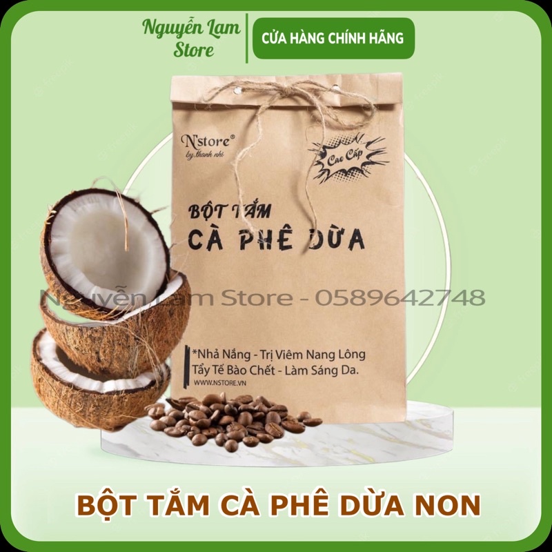 Bột Cà Phê Dừa Non N'store Tẩy Da Chết, Giảm Mụn Lưng, Làm Sáng Da, 100 Gram