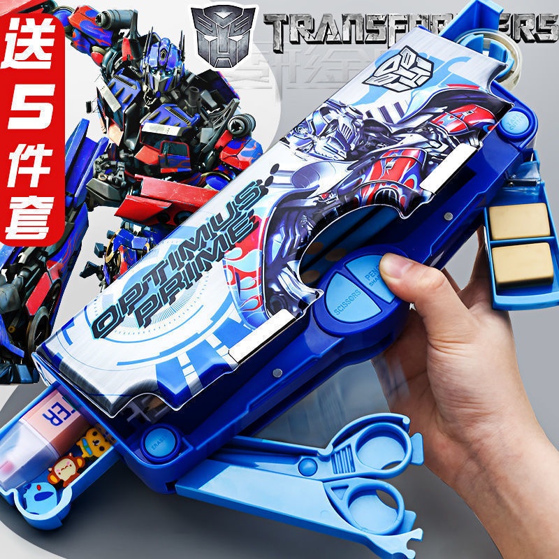 Hộp Bút Cơ Biến Hình Transformers Có Khóa Mật Khẩu Bằng Kim Loại Cỡ Lớn Đa Năng Cho Học Sinh Tiểu Học