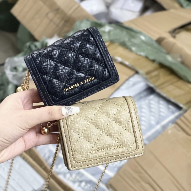 Túi Đeo Chéo CNK Mini Da Hạt Dáng Vuông Có Hộp