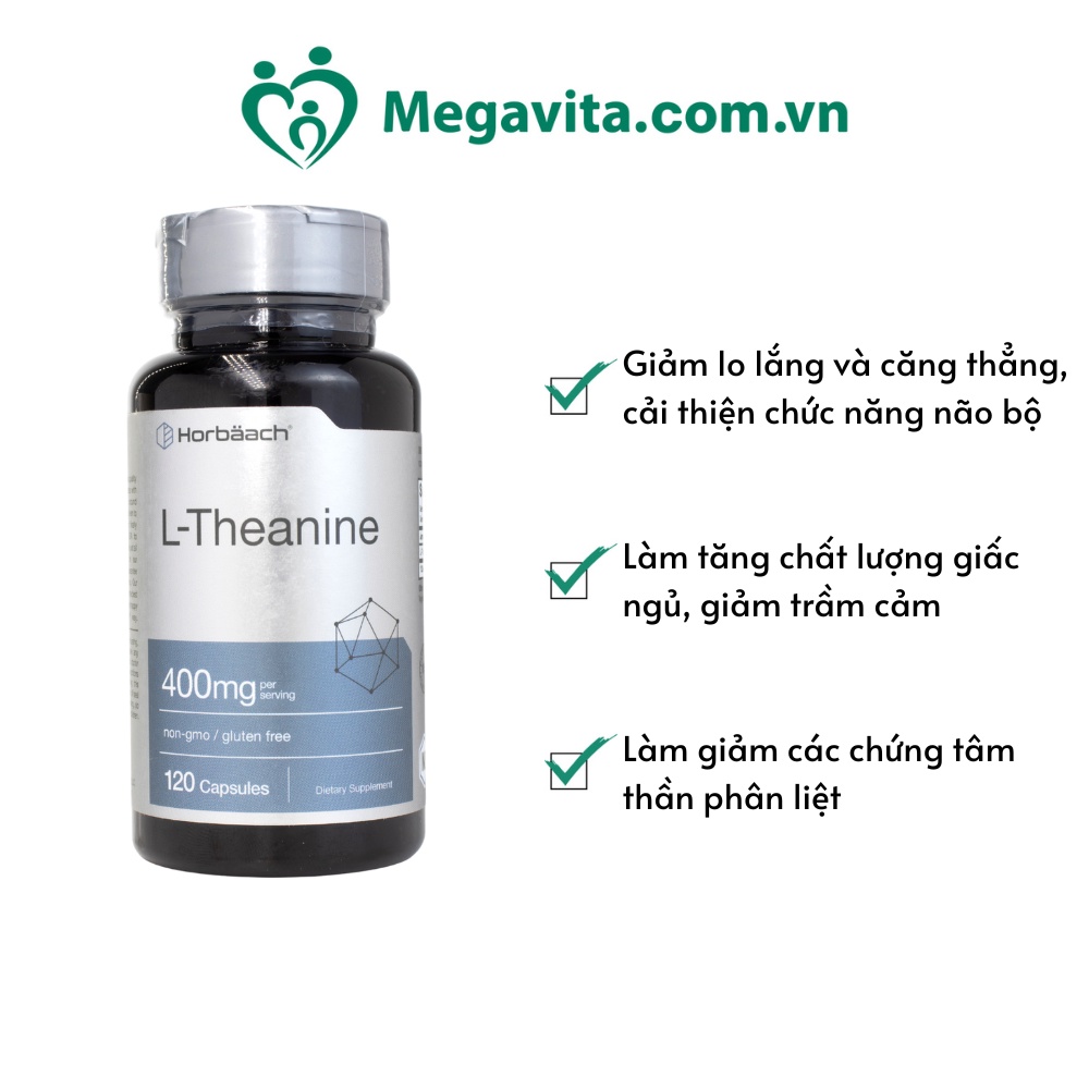 Viên Uống Hỗ Trợ Giảm Stress Cải Thiện Sự Tập Trung Horbaach L-Theanine 400mg 120 Viên