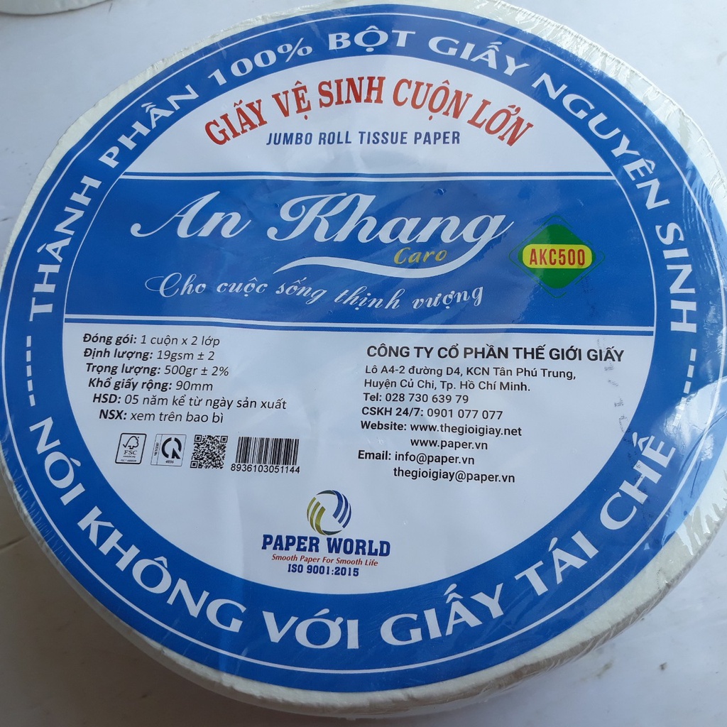 Combo 16 Giấy vệ sinh cuộn lớn An Khang AKC500 cam kết hàng chất lượng giá tốt
