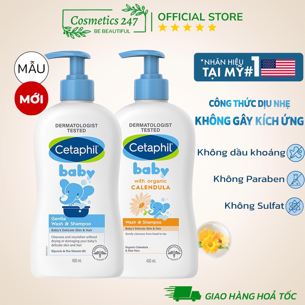 Sữa tắm gội Cetaphil cho bé - Cetaphil Baby Wash & Shampoo with Organic