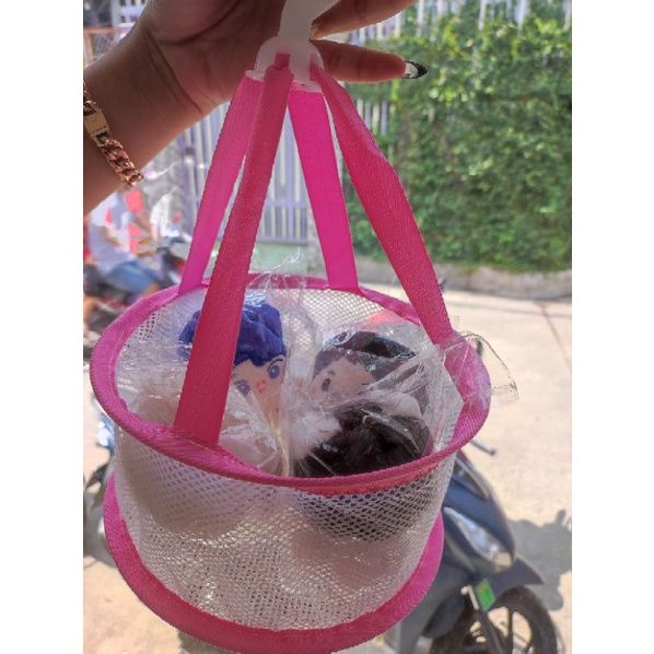 Giỏ lưới phơi khô Búp bê - thú bông - phụ kiện makeup tiện lợi