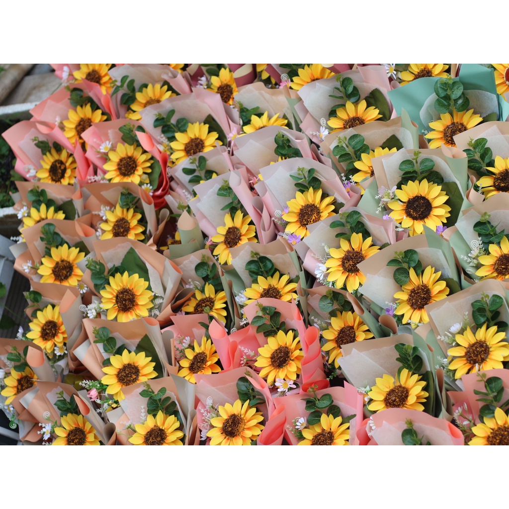 Bó hoa hướng dương giả gói giấy đẹp
