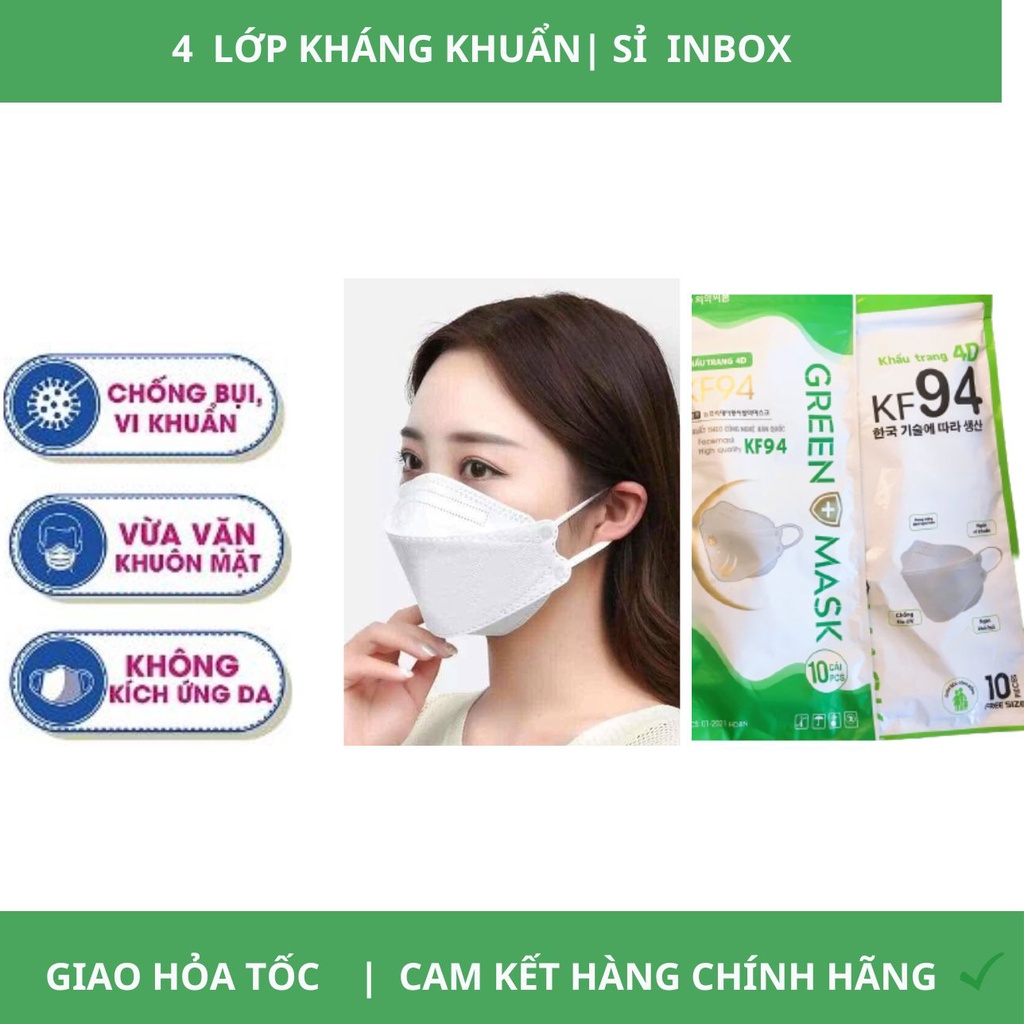 Khẩu trang kf94 thùng 300 cái, khẩu trang 4d công nghệ Hàn Quốc thương hiệu Green Mask hàng chính hãng