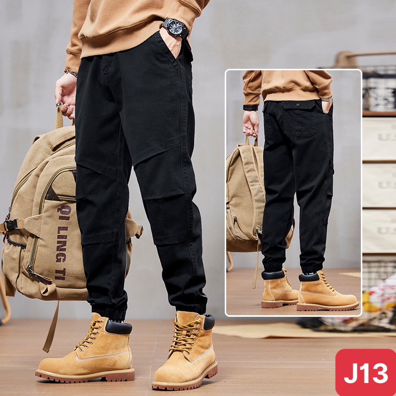 Quần jogger nam túi hộp bo chân màu xanh không rách chất kaki cao cấp co dãn 4 chiều, quần baggy thể thao nam ADO29 mới